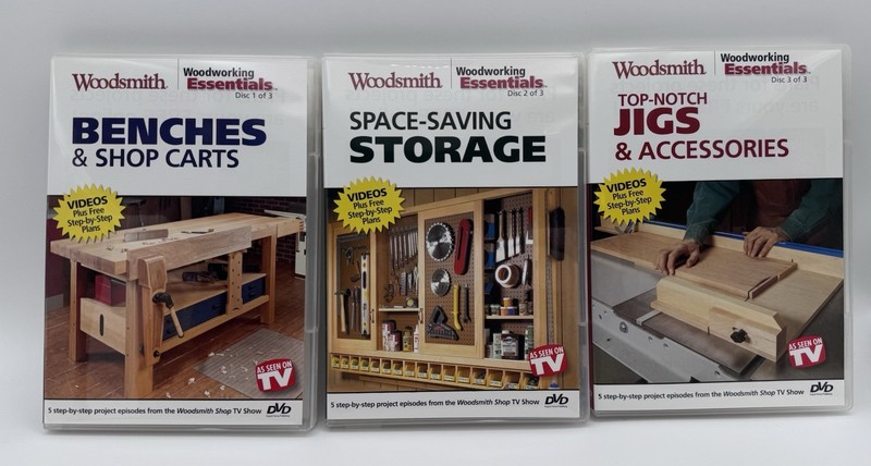 Woodsmith Woodworking Essentials 3 DVD Set 15 Shop Projects Bench Storage Jigs gallery