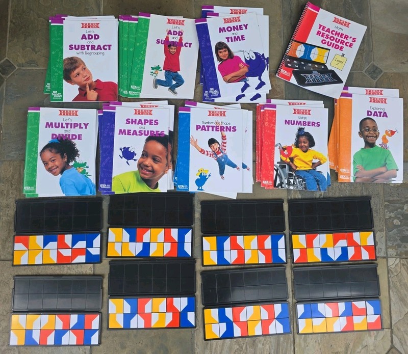 ETA Versa Tiles Lot of 40 Level 2 MATH books (5 each) + 8 Answer Tiles + Guide