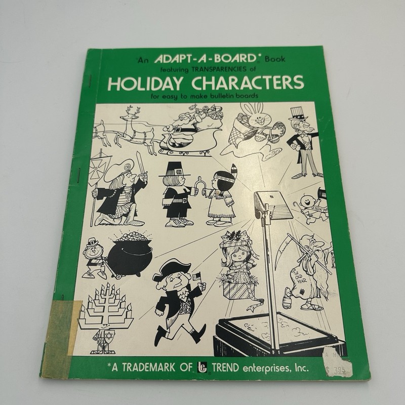 1972 ADAPT-A-BOARD Feat. Transparencies Holiday Characters FOR BULLETIN BOARDS