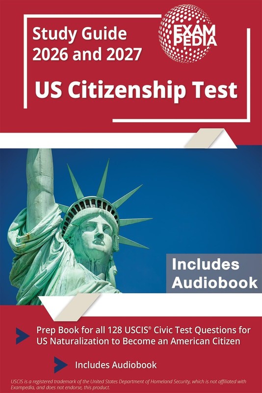 2026 2027 US Citizenship Test Study Guide Prep Book for 128 USCIS Civic Question