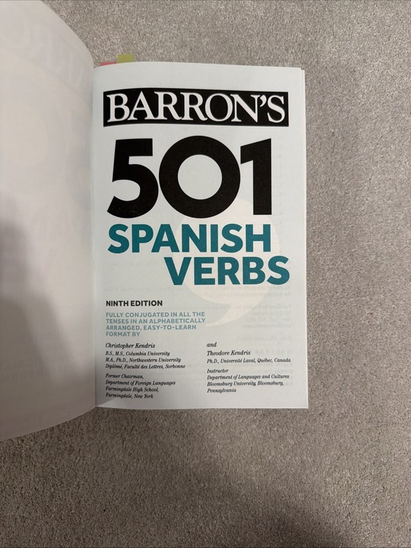 Barron's 501 Spanish Verbs, Ninth Edition Theodore Kendris, Christopher Kendris gallery