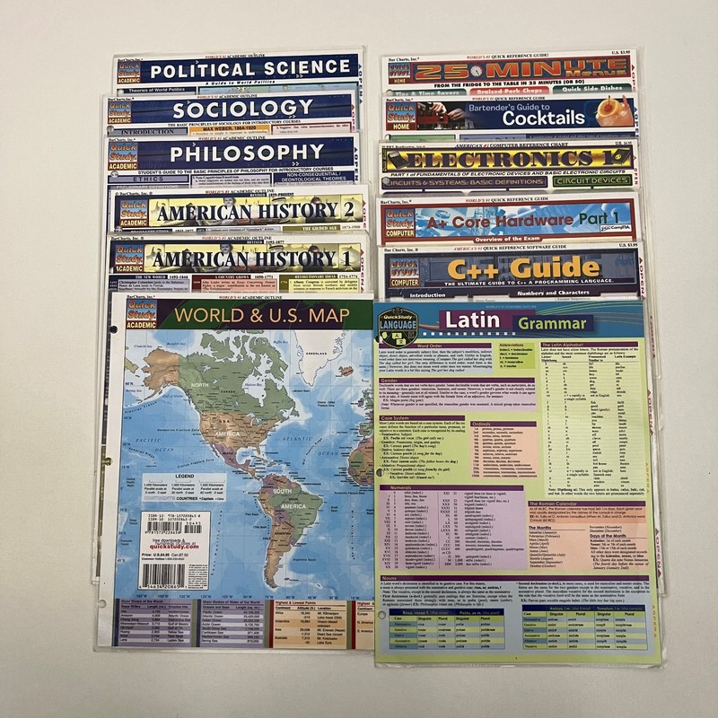 12 Mixed Subject BarCharts Quick Study Language Computer Home Academic Guide Lot