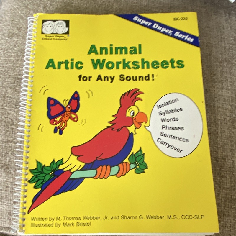 Super Duper Animal Artic Worksheets for Any Sound! Workbook Spiral 1992 Illus