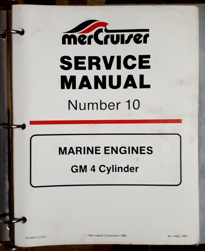 Mercruiser Number 10 Marine Engines GM 4 Cylinder Service Manual 1988 Print