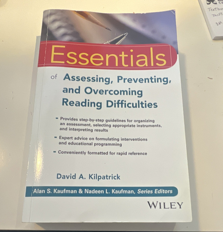David A. Kilpatrick Essentials of Assessing Reading Difficulties Wiley 2015 PB