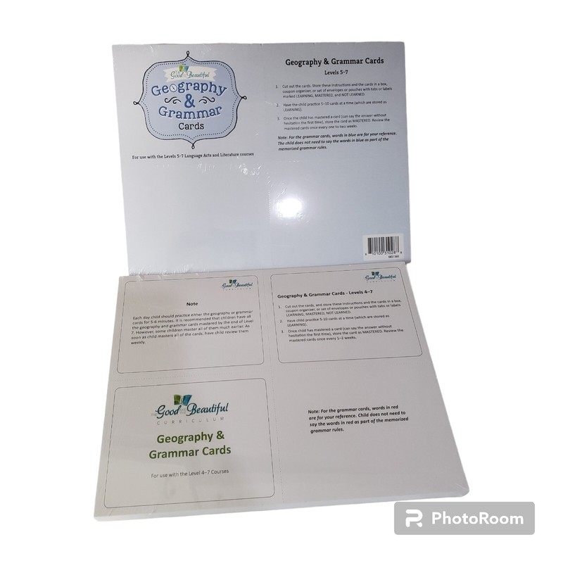 The Good And The Beautiful Grammar And Geography Cards Levels 4-7, 5 – 7 NEW