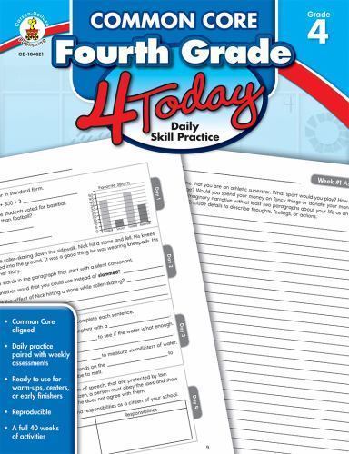 Carson Dellosa Common Core 4 Today 4th Grade Workbook, 40- 1483812383, paperback