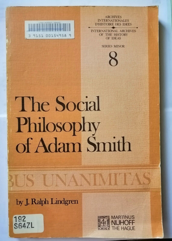 The Social Philosophy of Adam Smith by J.R. Lindgren (English) Paperback Book