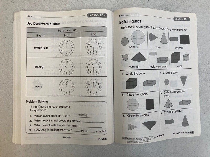 California HSP Math: 3 in 1 Practice/Reteach/Spiral Review Workbook-Grade 1 gallery