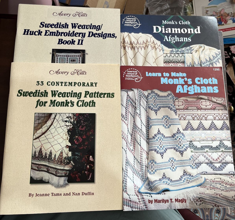 Lot 4 Swedish Weaving Huck Embroidery Avery Hills Bk III & Monks Cloth Books