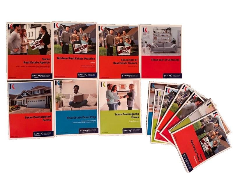 Kaplan Education Texas Real Estate Course soft cover Books & Workbooks full set
