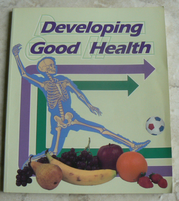 ABeka 4/4th Developing Good Health, 1989 Text, 2 pages with writing