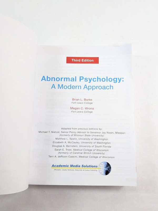 Abnormal Psychology A Modern Approach 3rd Edition 2023 PB Academic Media gallery