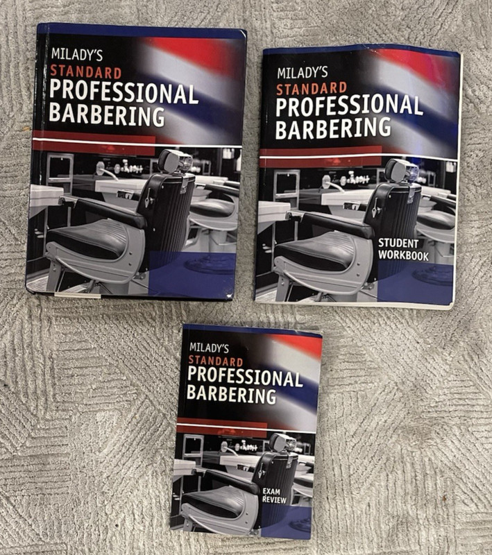 Lot Of 3 Milady’s Standard Professional Barbering by Milady Exam Review Workbook