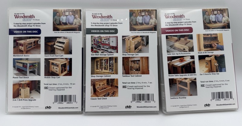 Woodsmith Woodworking Essentials 3 DVD Set 15 Shop Projects Bench Storage Jigs gallery