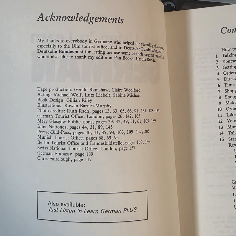 Just Listen 'N' Learn - GERMAN contains 3 Cassettes & 1 Paperback 2nd Ed gallery