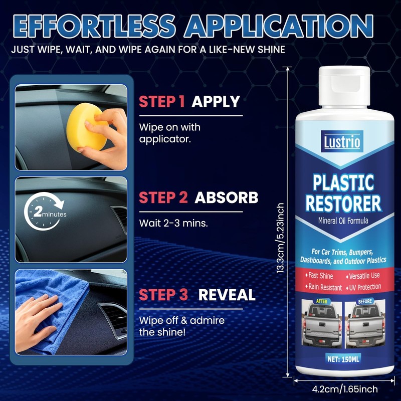 Plastic Trim Restorer UV Protection, Prevents Fading & Cracking, 5oz/150ml gallery