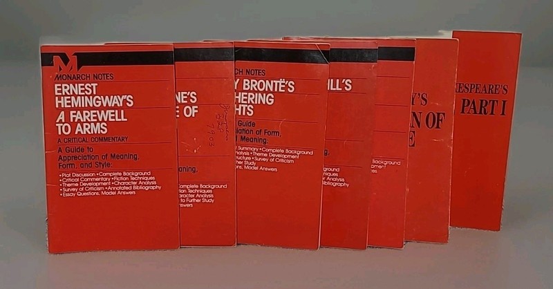 Monarch Notes Lot of 7 Classic Literature Guides Hemingway Bronte Shakespeare GC