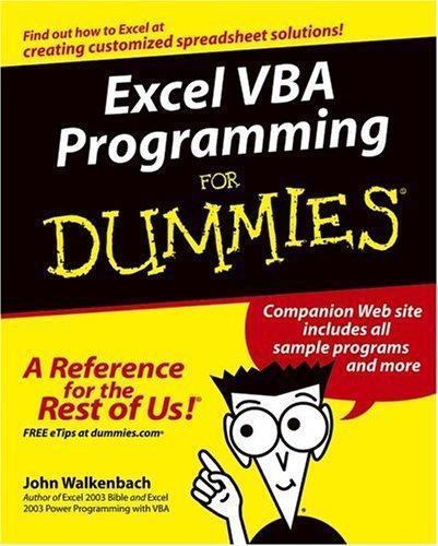 Excel VBA Programming For Dummies – John Walkenbach, 9780764574122, paperback