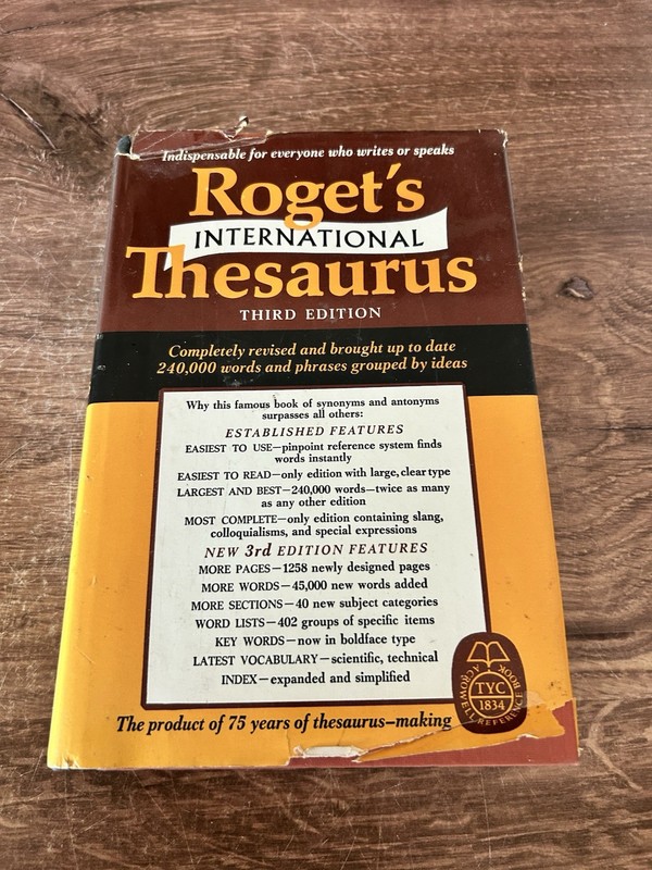 Roget’s International Thesaurus Third Edition Thomas Y. Crowell Co. Vintage 1962