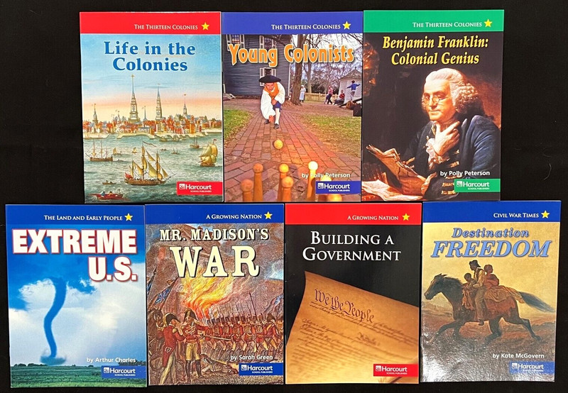 3rd – 4th – HARCOURT READERS (COLONIES/GOVERNMENT) (7 books) (2005, Harcourt)