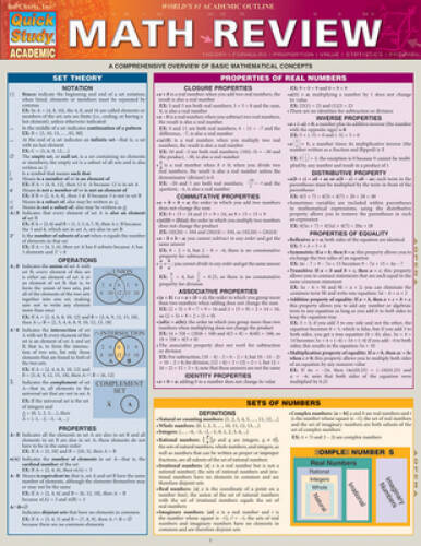 Math Review (Quick Study: Academic) – Cards By BarCharts, Inc. – VERY GOOD