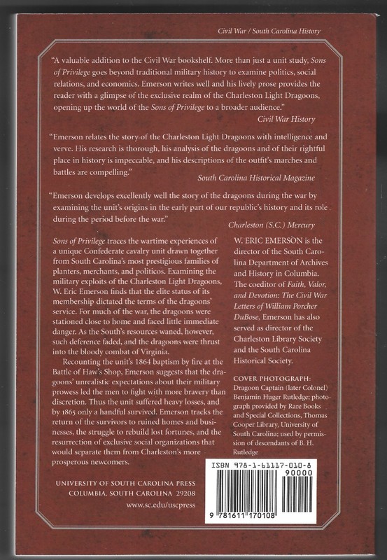 Civil War So Carolina Charleston Light Dragoons W Eric Emerson 2005 TP FINE gallery
