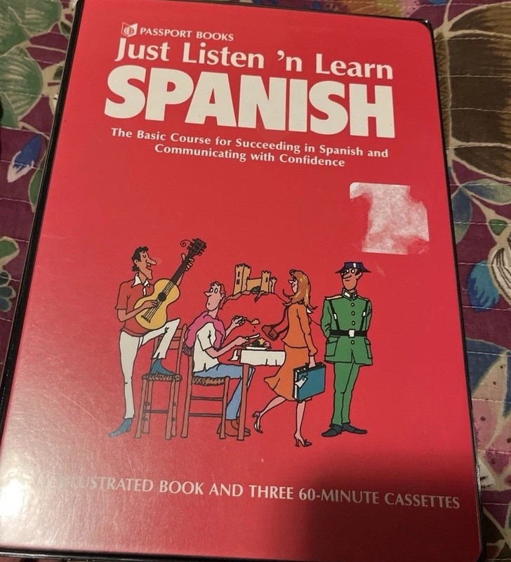 Passport Books Just Listen ’n Learn Spanish 3 Cassettes & Book B&N Bonus Letter