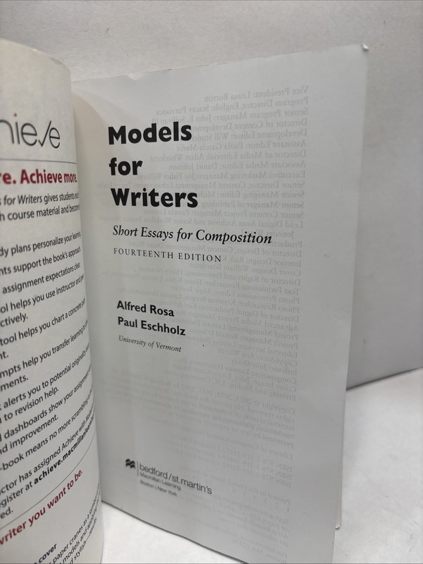 Models for Writers: Short Essays for Composition Alfred Rosa, paperback 14th Ed. gallery