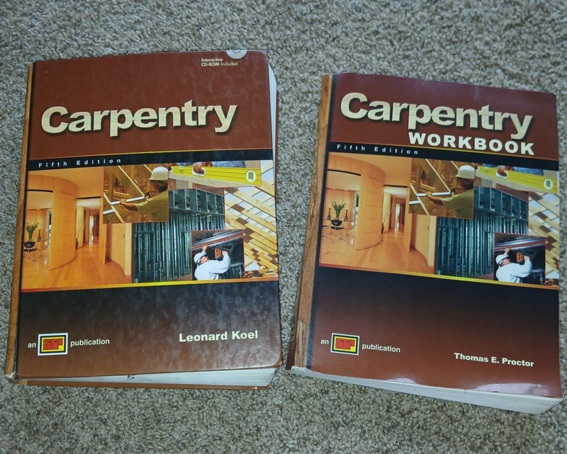 Lot of 2: Carpentry 5th Edition Textbook + Workbook Set | Koel | No CD | Good
