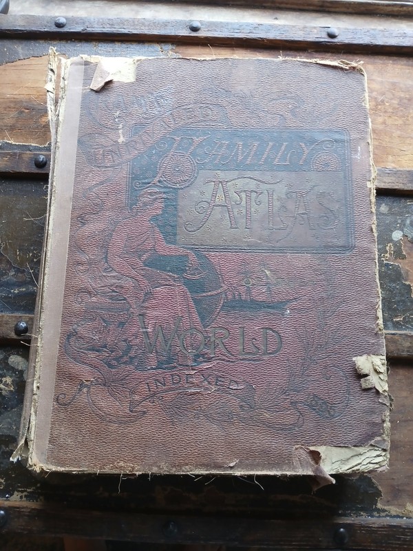 1895 ANTIQUE CRAM’S UNRIVALED FAMILY ATLAS OF THE WORLD IFC AS IS READ