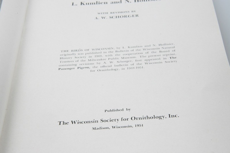 The Birds of Wisconsin 1951 RARE Book Guide Kumlien & Hollister Ornithology WI gallery