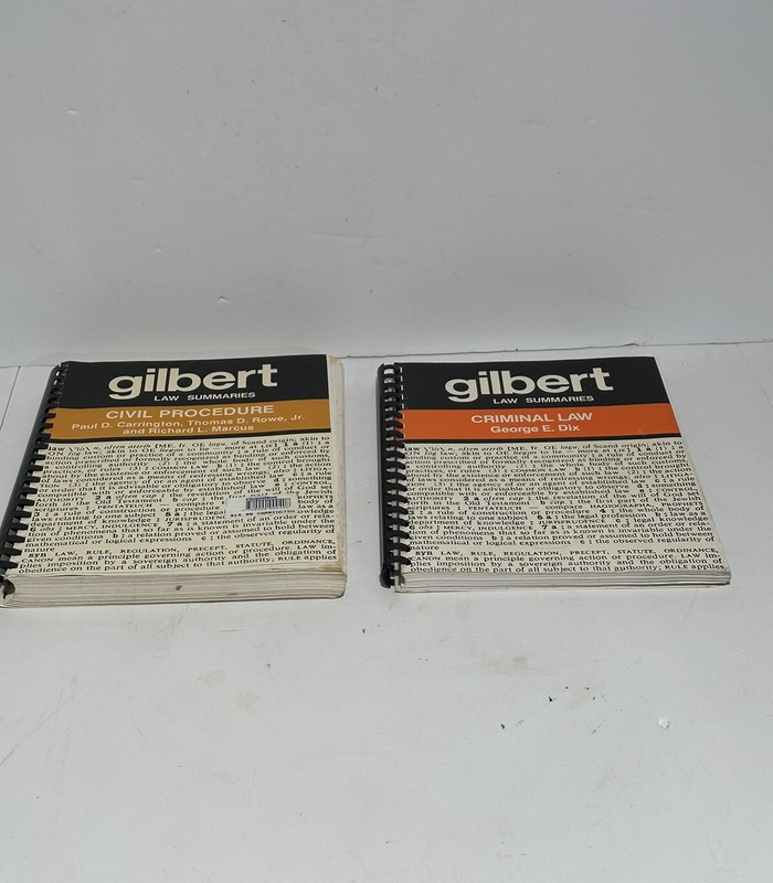 2x Gilbert Law Summaries: Criminal Law + Civil peocedures 1988-89 vintage books