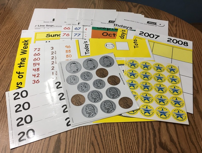 SAXON MATH 3 CLASSROOM MATERIALS / LESSON WORKSHEETS / POSTERS / STICKERS / NEW