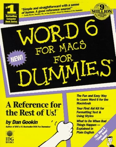 Word 6 for Macs for Dummies – paperback Gookin, Dan