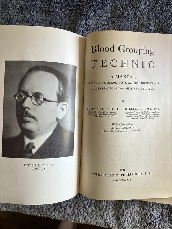 Blood Grouping Technic,A Manual,Fritz Schiff,William Boyd,1942 gallery