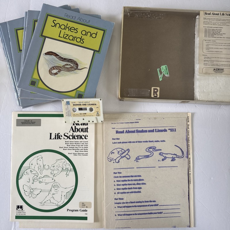 Vintage Coronet Read About Animals Snakes And Lizards Books Cassette Homeschool