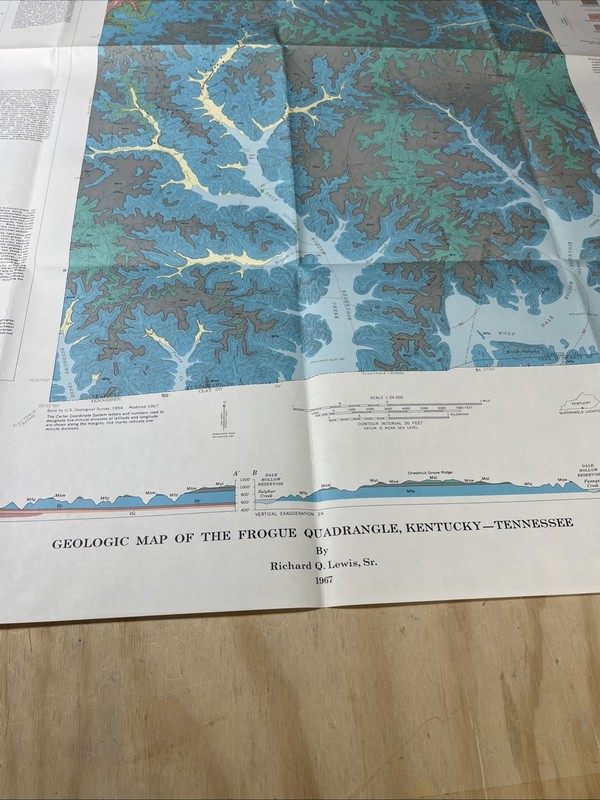 USGS Geologic Map Frogue Quadrangle Burkesville Cumberland Co. Kentucky 1967 gallery