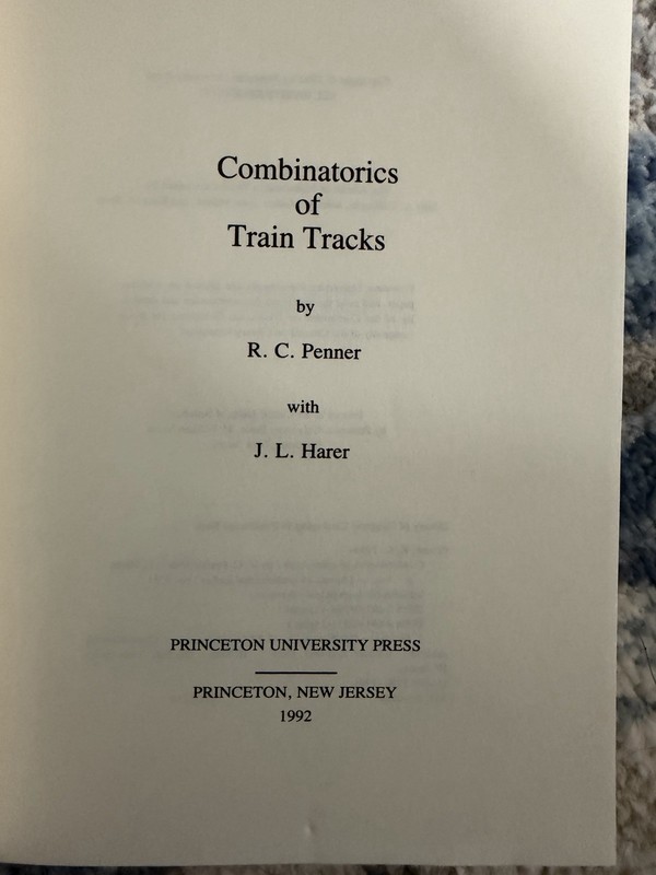 Combinatorics Of Train Tracks R.C. Penner, J. L. Harer 1992 gallery
