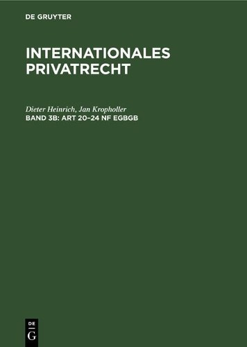 Dieter Heinrich Jan Kropholler Art 20-24 Nf EGBGB (Hardback)