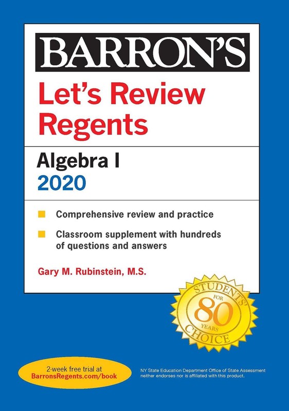Let’s Review Regents: Algebra I 2020 (Barron’s Regents NY) – paperback Rubin…