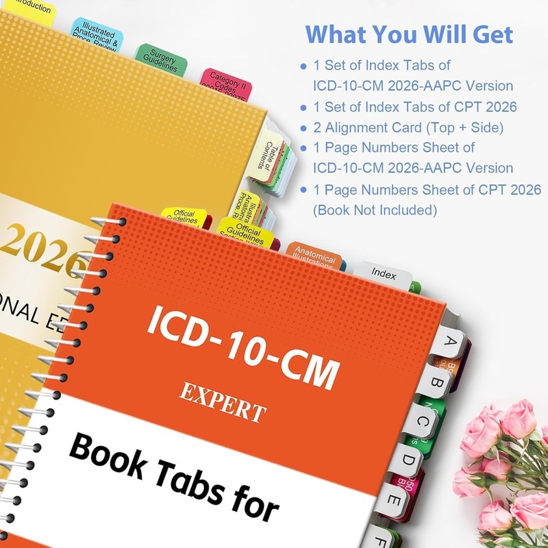 Upgraded CPT 2026 & ICD-10-CM Index Tabs - Color-Coded & Durable Set gallery
