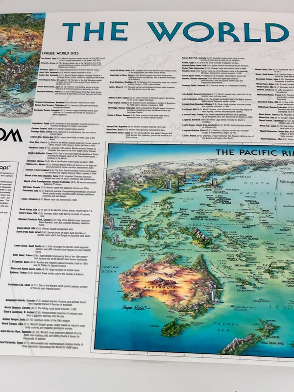 Unique Media Maps Laminated 3D Map 'The World' Artistic Illustration 1996 gallery