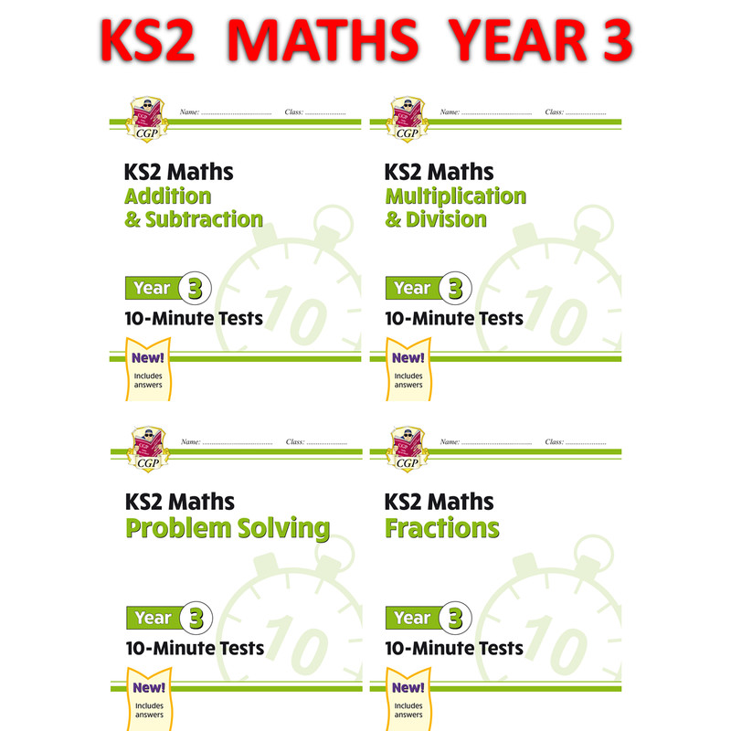 KS2 Year 3 Maths 10 – Minute Tests 4 Workbooks Bundle with Answer Ages 7-8 CGP