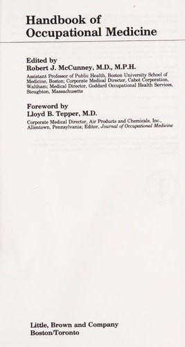 Handbook of Occupational Medicine (Little, Brown Handbook) by , Acceptable Book