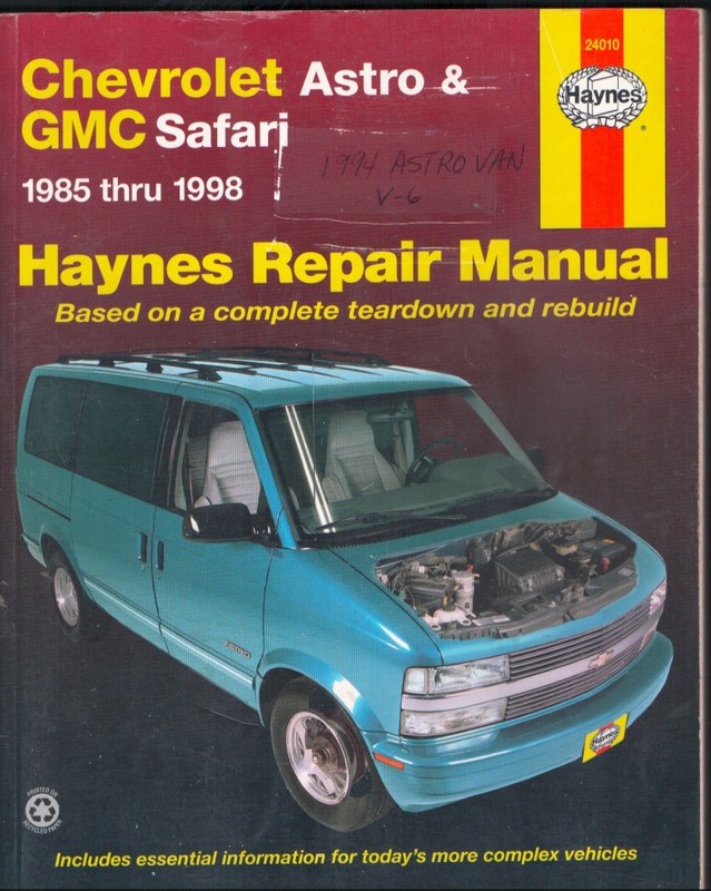 Haynes Repair Manual Chevrolet Astro GMC Safari 1985-1998 Van MN3076