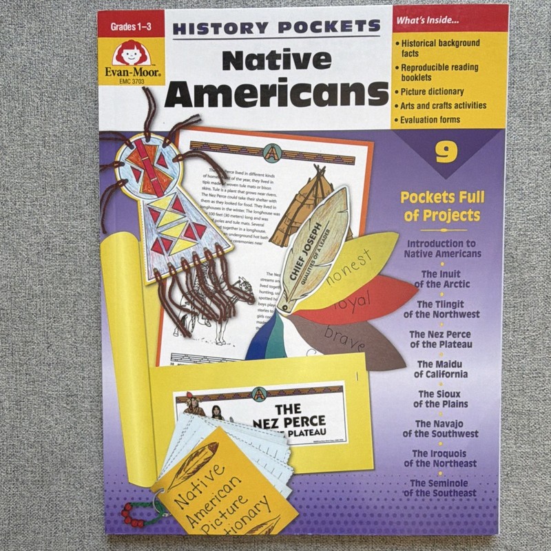 Evan-Moor History Pockets Native Americans Workbook Gr 1-3 EMC 3703 2001