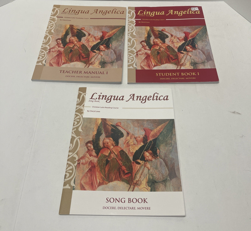 Set: Memoria Press Lingua Angelica Teacher Manual, Song Book, Student Book Lot 3
