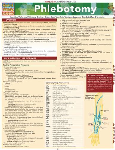 Phlebotomy (Quick Study Academic), BarCharts, Inc., Very Good Book