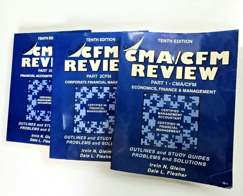 Gleim CMA CFM Review 10th Edition 3 Book Set Parts 1 & 2 Exam Prep Accounting